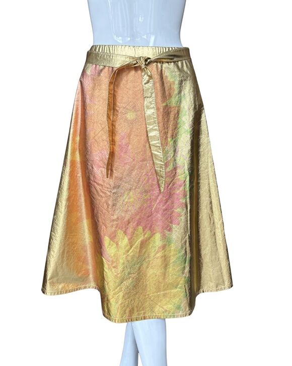 Just Cavalli Dresses & Skirts - Y2K Just Cavalli Gold Daisy Midi Skirt M